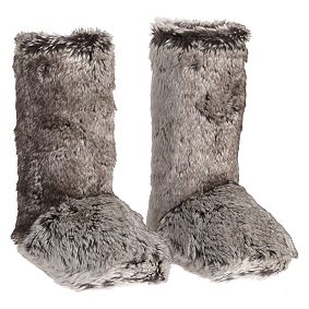 Faux Fur Booties, Gray Ombre