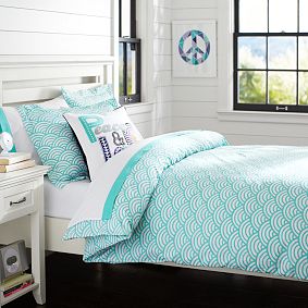 Quincy Scallop Duvet Cover, Pool