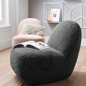 Charcoal Sherpa Rocking Lounge Chair