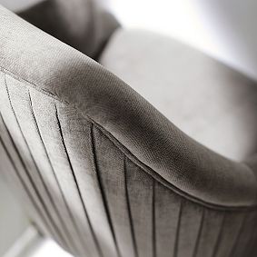 Distressed Velvet Pleated Swivel Desk Chair - Metal