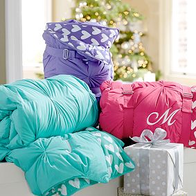 Pintuck Sleeping Bag &amp; Pillowcase, Purple Sweethearts