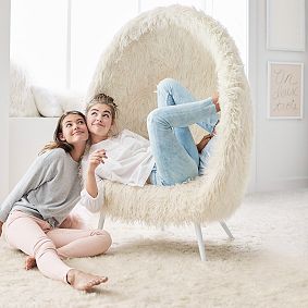 Furlicious Faux-Fur Ivory Cave Chair