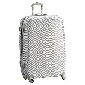 Hard-Sided Gray Preppy Diamond Checked Spinner