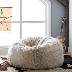 Large Snow Cat Faux-Fur Bean Bag Chair
