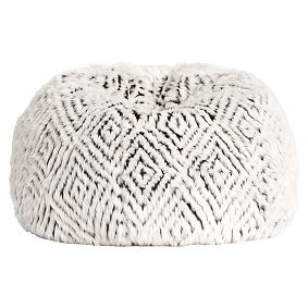 Large Espresso Kilim Faux Fur Beanbag