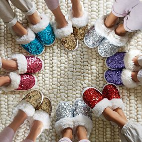 Sparkle Sequin Slippers, Red