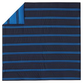 Riverside Stripe Comforter &amp; Sham, Navy/Strong Blue
