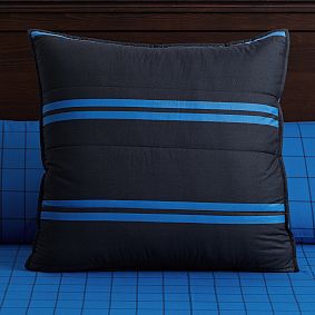 Riverside Stripe Comforter &amp; Sham, Navy/Strong Blue