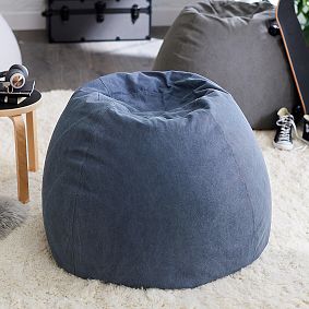 Large Enzyme Washed Canvas Storm Blue Bean Bag Chair Slipcover