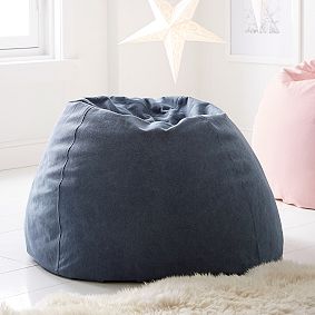 Large Enzyme Washed Canvas Storm Blue Bean Bag Chair Slipcover