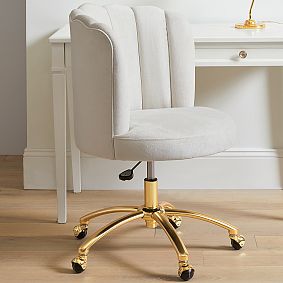 Lustre Velvet Linen Channel Stitch Swivel Desk Chair