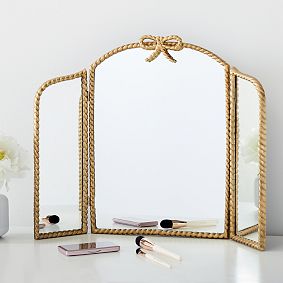 Braided Bow Trifold Mirror
