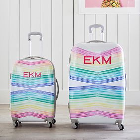 Hard-Sided Rainbow Chevron Luggage Bundle, Set of 2