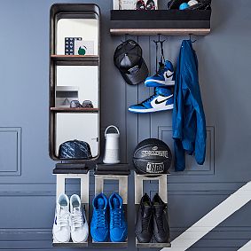 Black Metal Mirrored Shelf