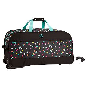 Jet-Set Black Confetti Dot Rolling Duffle