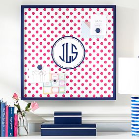 Magnetic Wall Board, Pink Dottie with Navy
