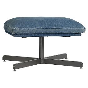 Denim Maverick Swivel Lounge Chair &amp; Ottoman