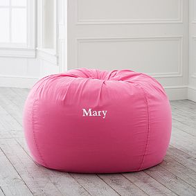 Large Bright Pink Washed Twill Bean Bag Chair Slipcover