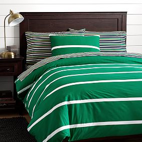 Boathouse Stripe Duvet Cover, Bright Green
