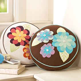 Fresh Flowers Round Pillow 