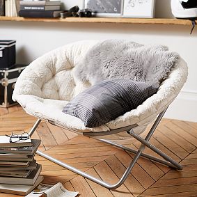 Ivory Sherpa Double Hang-A-Round Chair