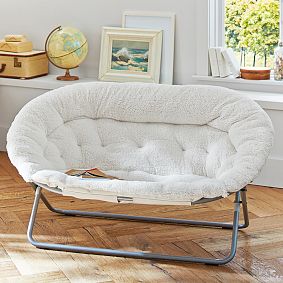 Ivory Sherpa Double Hang-A-Round Chair