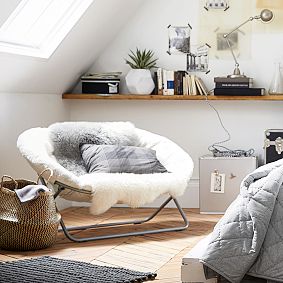 Ivory Sherpa Double Hang-A-Round Chair