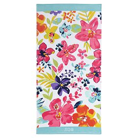 Aqua Floral Beach Towel UPF 50+
