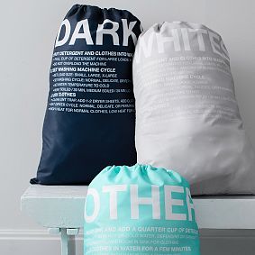 Easy Sort Laundry Bags, Set of 3, Aqua/Navy/Gray