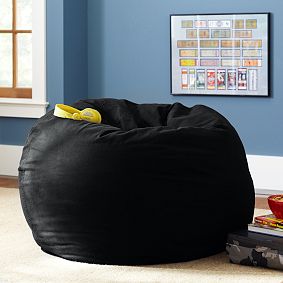 Large Black Washed Twill Beanbag