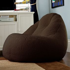 Chocolate Sherpa Faux-Fur Leanback Lounger