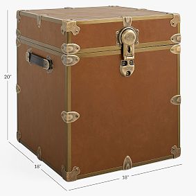 Faux Leather Cube Dorm Trunk (18")