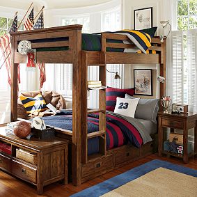 Rugby Stripe Quilt, Navy/Blue