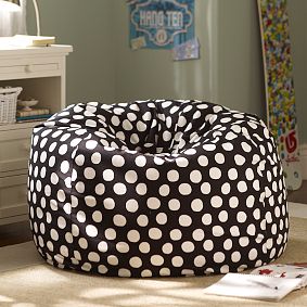 Large Black Painted Dot Beanbag