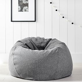 Large Tweed Charcoal Bean Bag Chair
