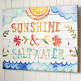 Katie Daisy "Sunshine & Saltwater" Watercolor Art, 36"x24"