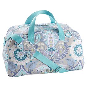 Sleepover Gray Jewel Damask Duffle