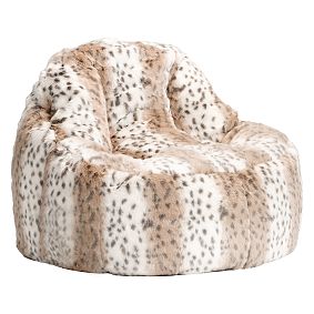 Snow Leopard Faux-Fur Leanback Lounger