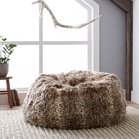 Large Lynx Faux-Fur Bean Bag Chair