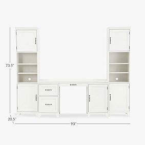 Hampton Smart Storage Desk &amp; Bookcase with Cabinet Set (93")