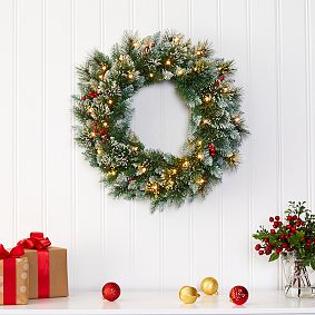 Frosted Swiss Pine Faux Wreath - 24"