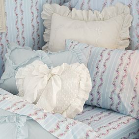 LoveShackFancy Bow Heart Swiss Dot Pillow