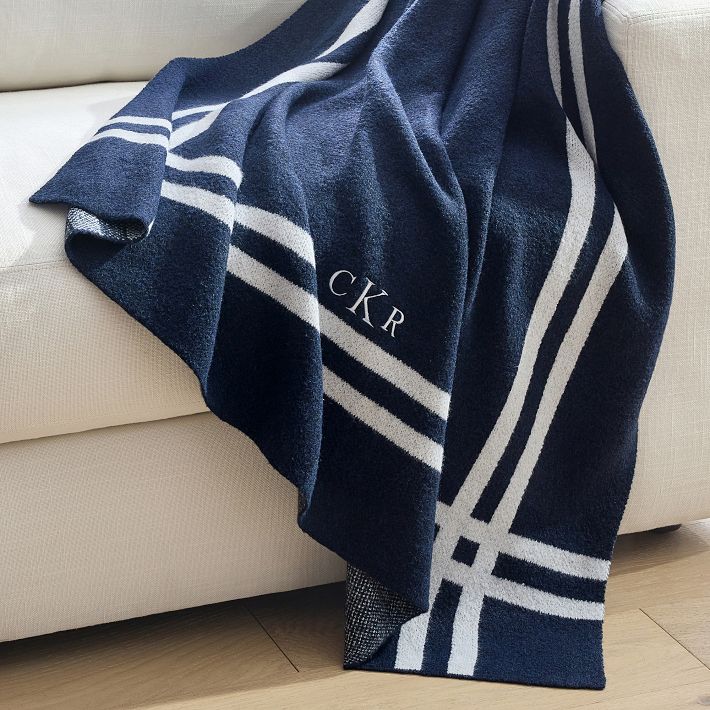 Blake Border Knit Throw Blanket | Pottery Barn Teen