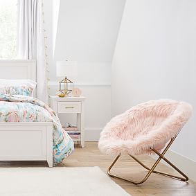 Himalayan Faux Fur Blush Hang-A-Round Chair