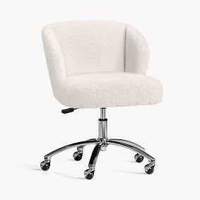 Open Box: Wingback Swivel Desk Chair - Polar Bear Faux Fur Ivory