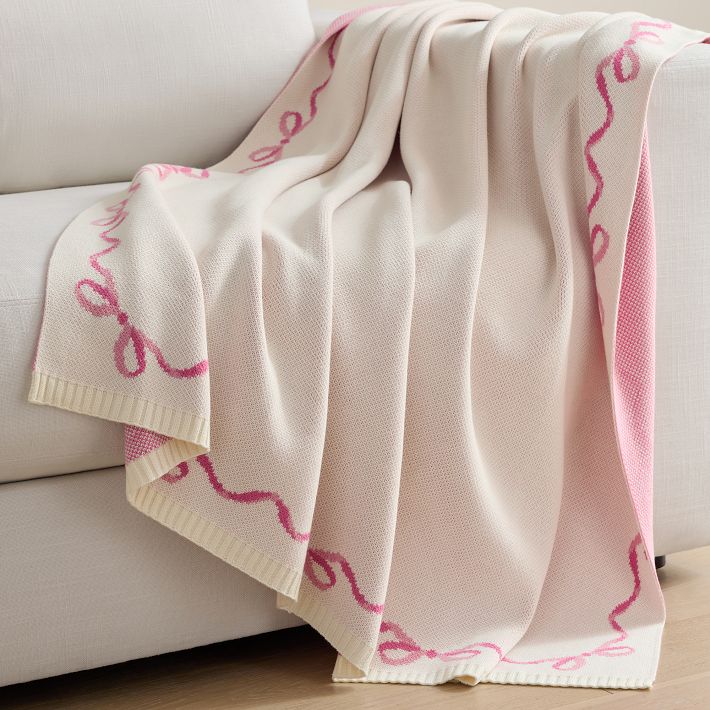 Bow Throw Rug LoveShackFancy Knit Bow Throw | Pottery Barn Teen
