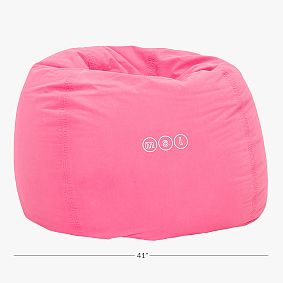 Large Bright Pink Washed Twill Bean Bag Chair Slipcover