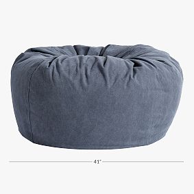 Large Enzyme Washed Canvas Storm Blue Bean Bag Chair Slipcover