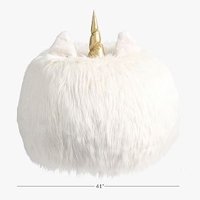 Large Unicorn Faux Fur Critter Bean Bag Chair Slipcover