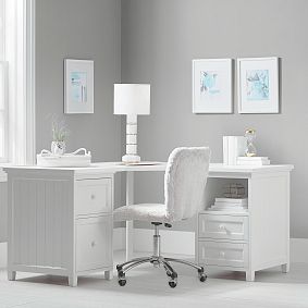 Beadboard Smart Double Cubby Corner Desk